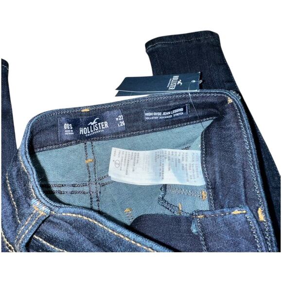 Hollister NWT womens 00 Short dark wash HIGH-RISE ADVANCED STRETCH Jean Leggings - Picture 6 of 8